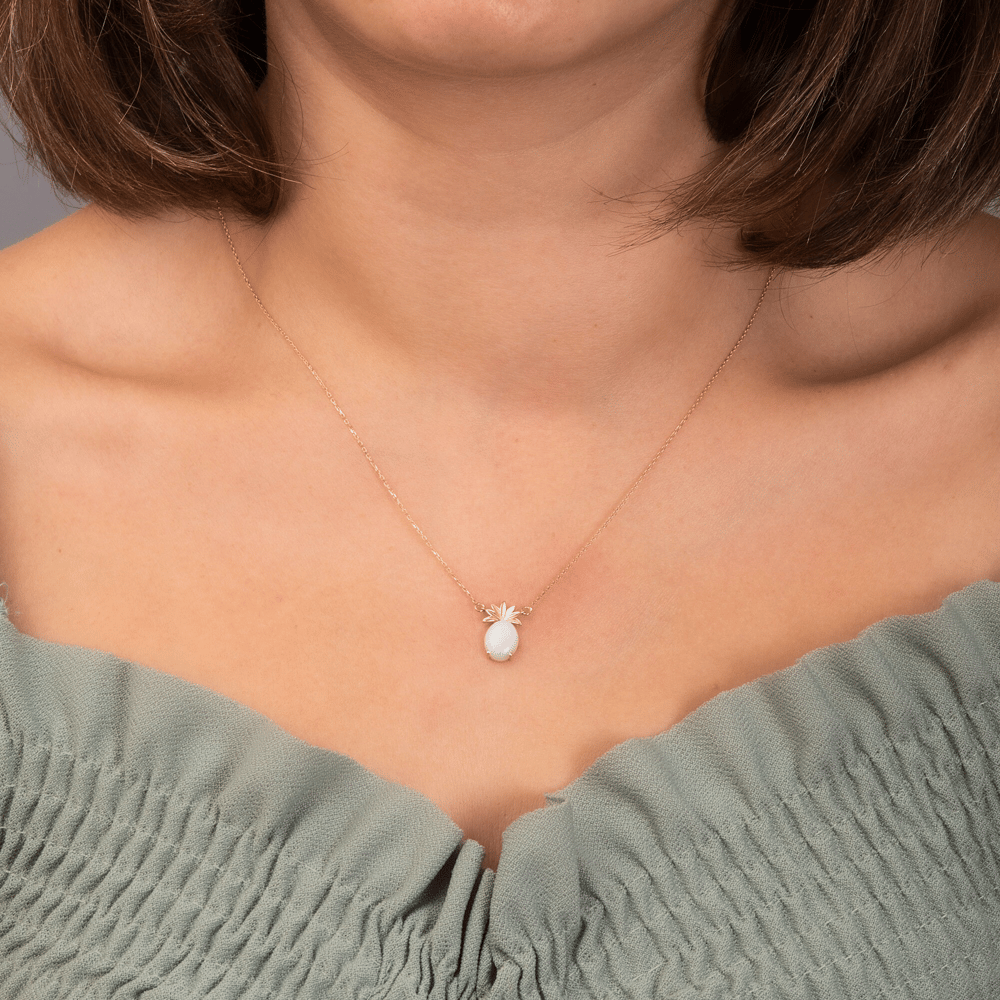 Altın Opal Taşlı Ananas Figürlü Kolye - Goldstore