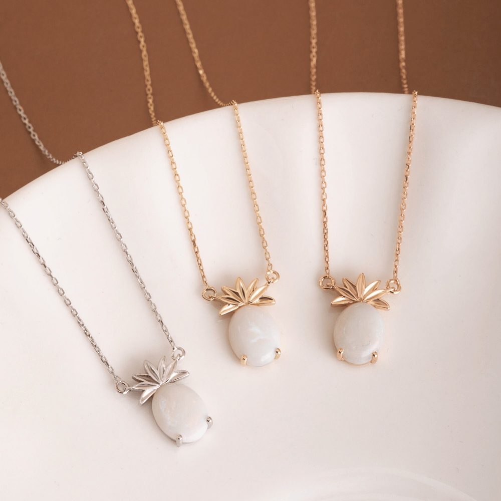 Altın Opal Taşlı Ananas Figürlü Kolye - Goldstore