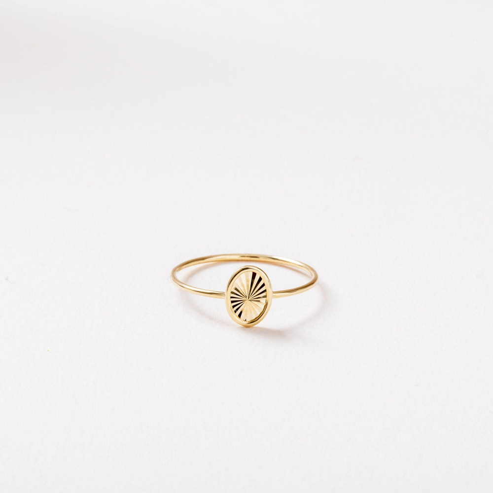 Altın Oval Dokulu Disk Yüzük - Goldstore