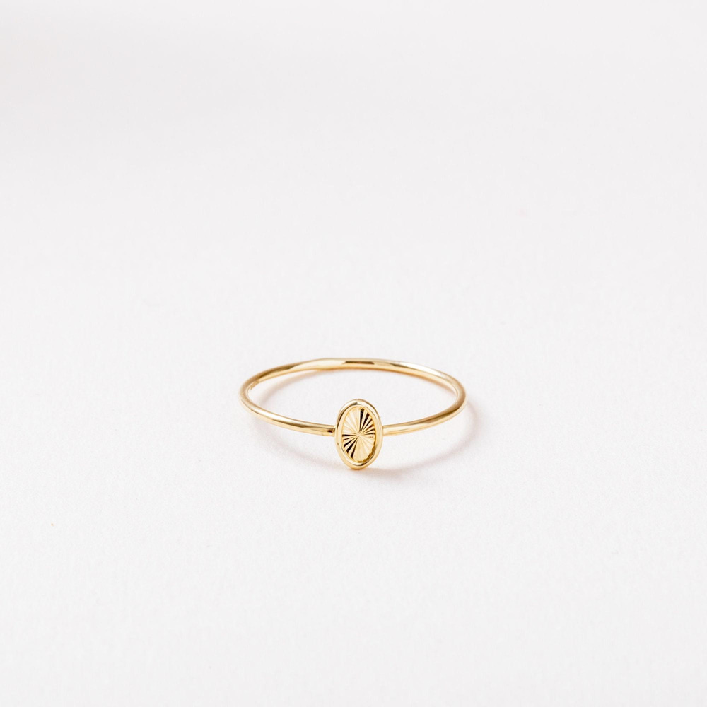Altın Oval Dokulu Disk Yüzük - Goldstore