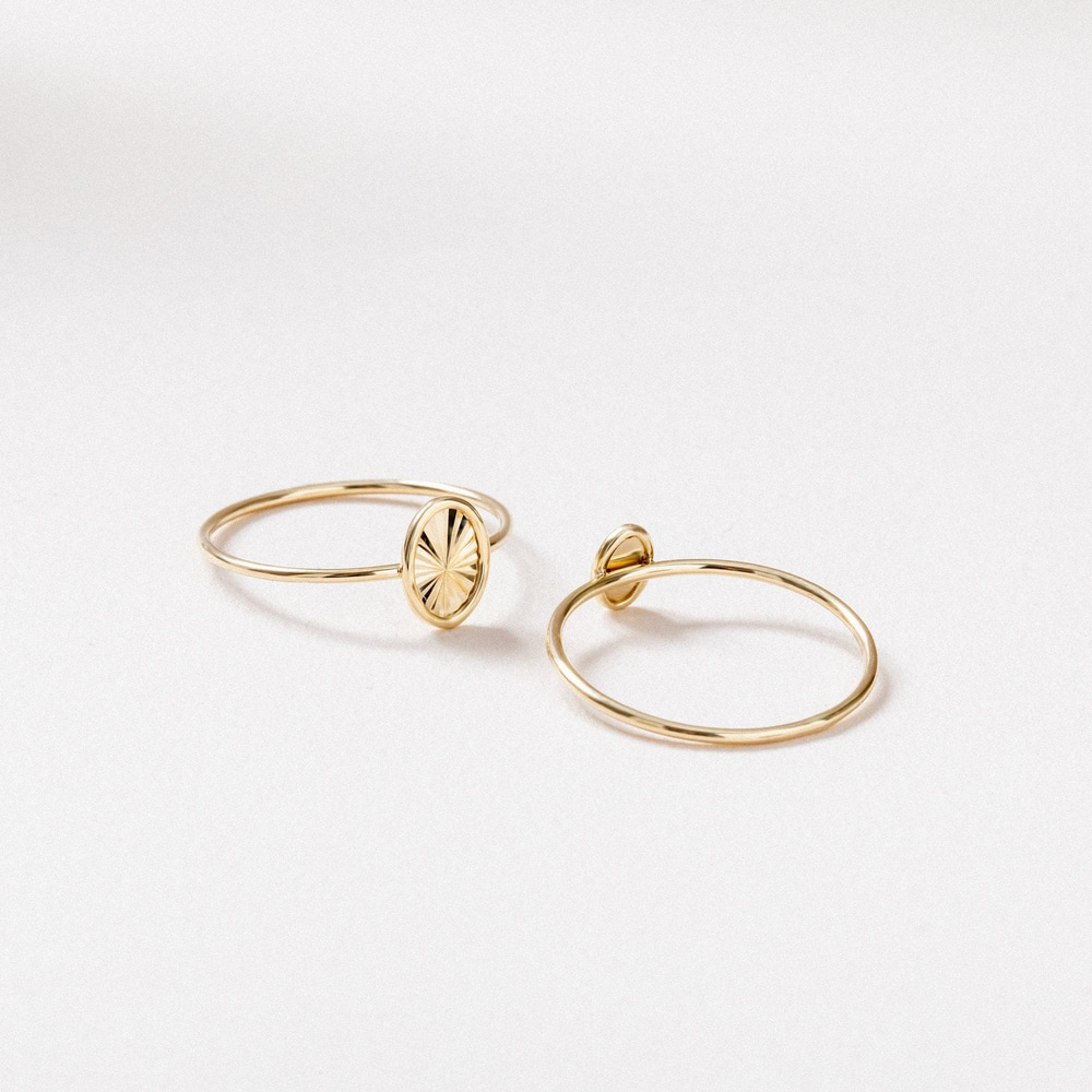 Altın Oval Dokulu Disk Yüzük - Goldstore