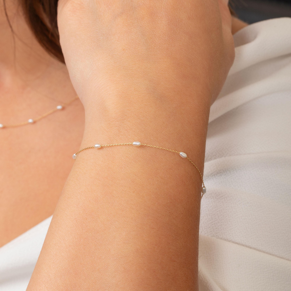 Altın Oval İnci Bileklik - Goldstore