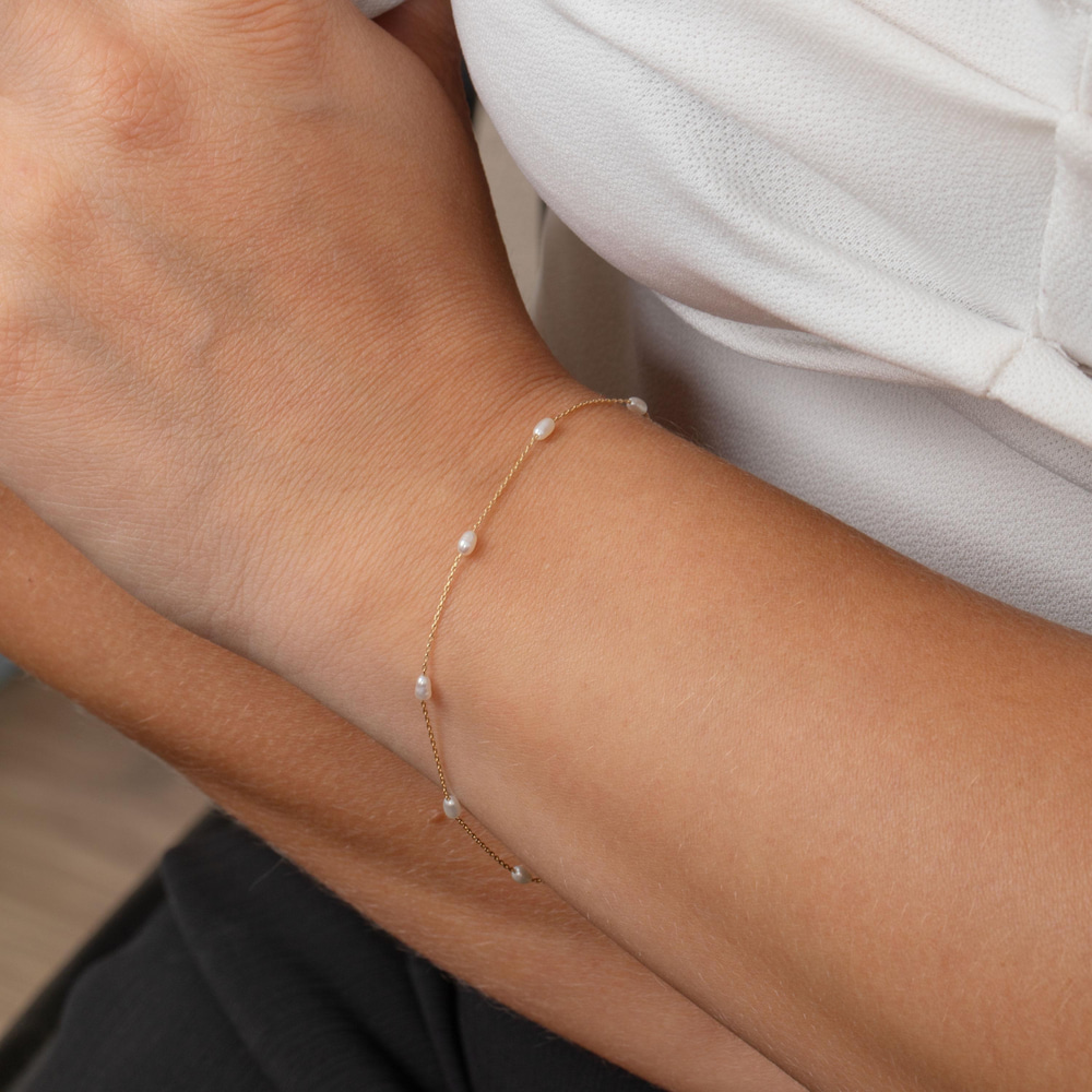 Altın Oval İnci Bileklik - Goldstore