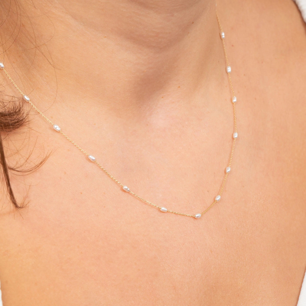 Altın Oval İnci Kolye - Goldstore