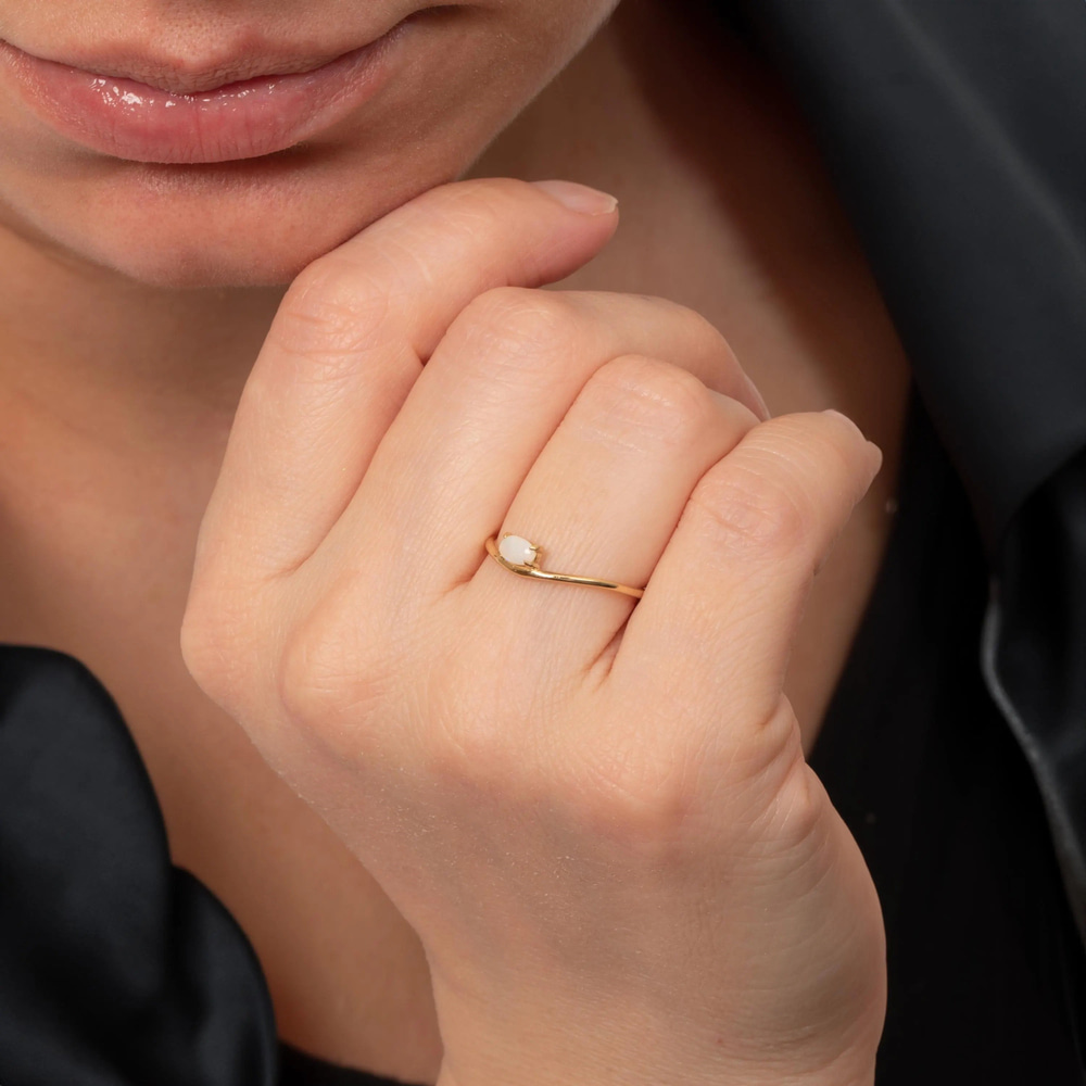 Altın Oval Opal Yüzük - Goldstore