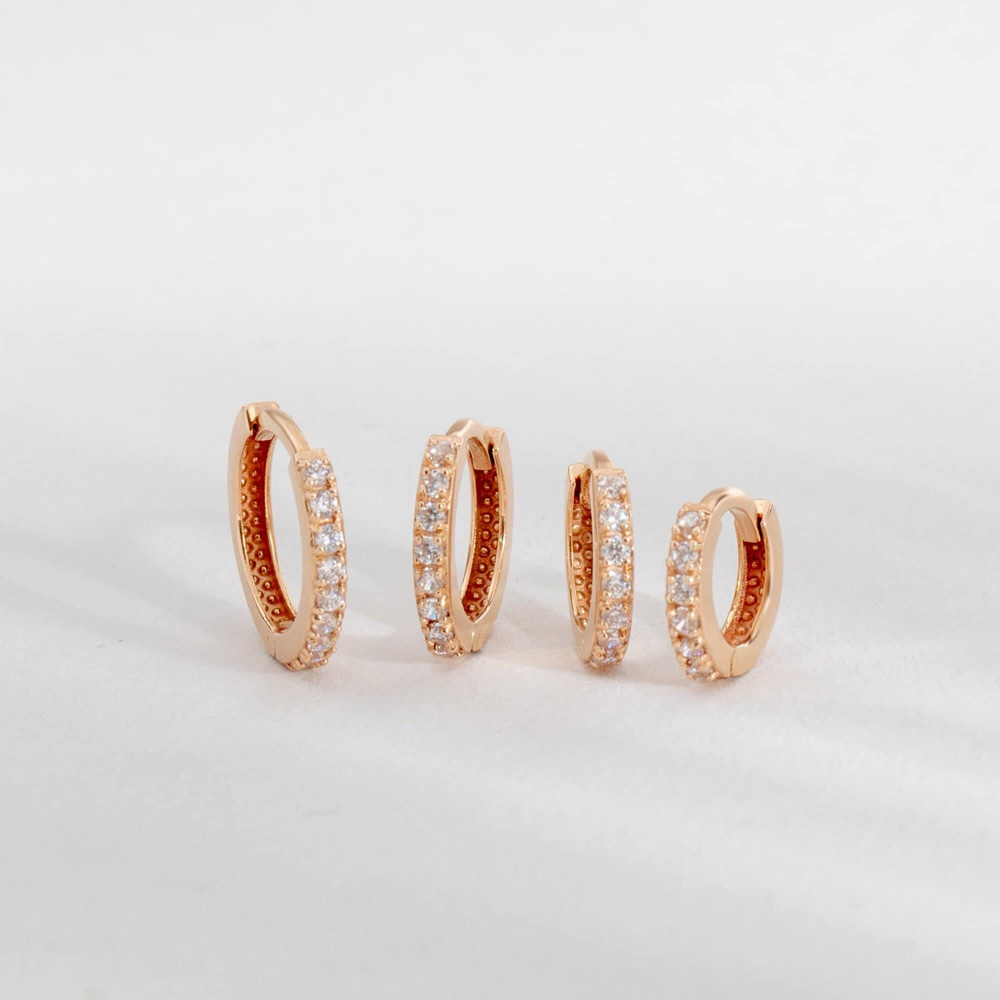 Altın Pave Pırlantalı Huggie Küpe - Goldstore