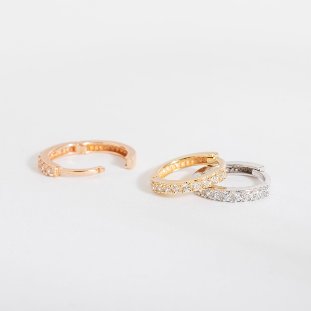Altın Pave Pırlantalı Huggie Küpe - Goldstore