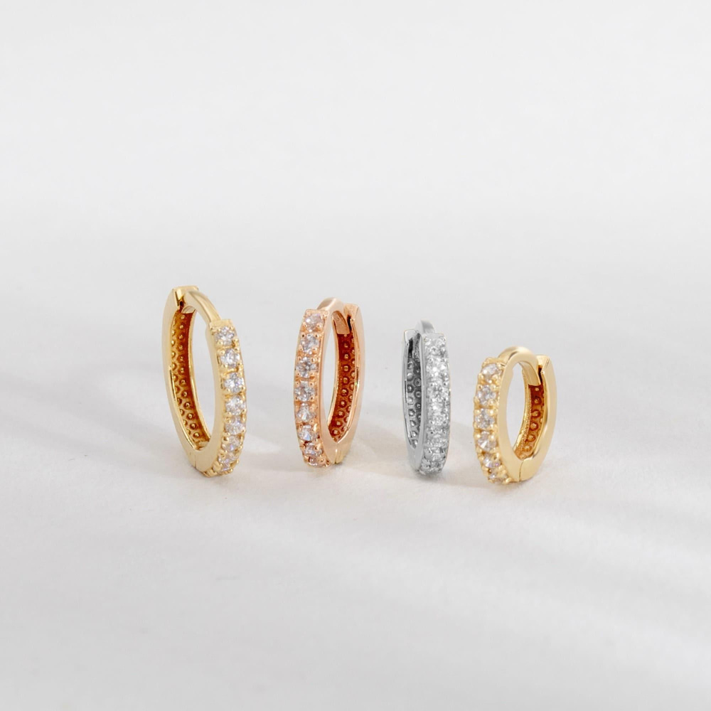 Altın Pave Pırlantalı Huggie Küpe - Goldstore