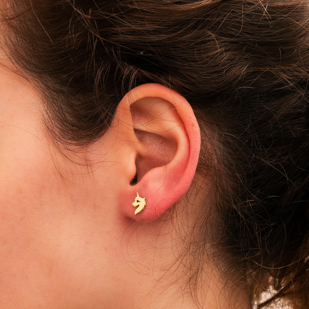 Gold Pegasus Stud Earrings - Goldstore