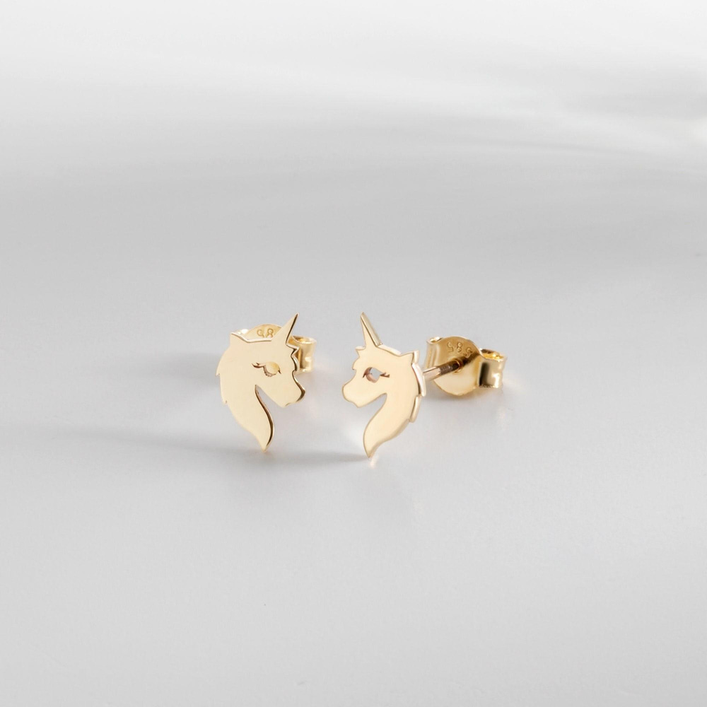 Gold Pegasus Stud Earrings - Goldstore