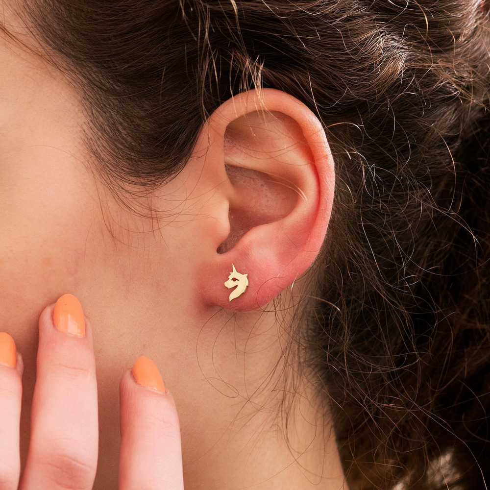 Gold Pegasus Stud Earrings - Goldstore