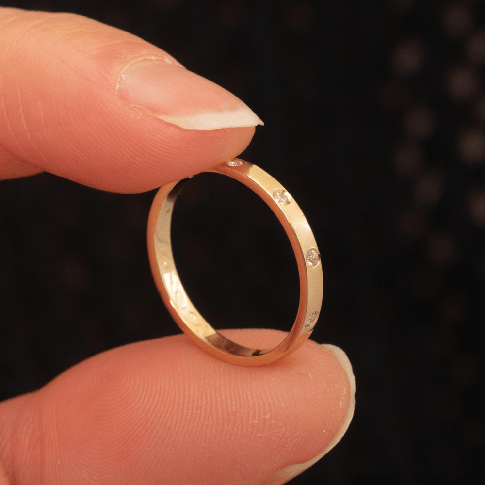 Altın Pırlanta Taşlı 2mm Alyans Yüzük - Goldstore