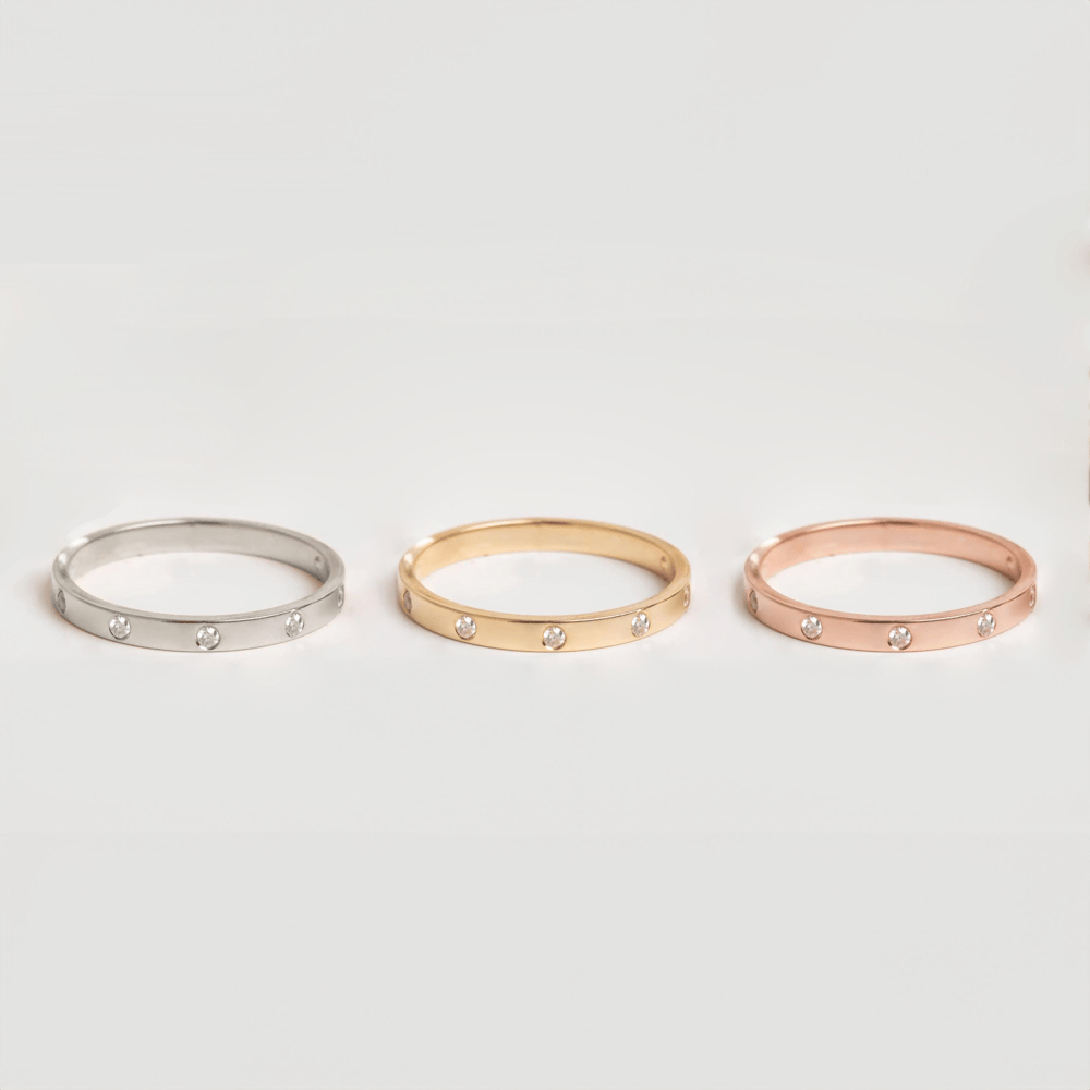 Altın Pırlanta Taşlı 2mm Alyans Yüzük - Goldstore