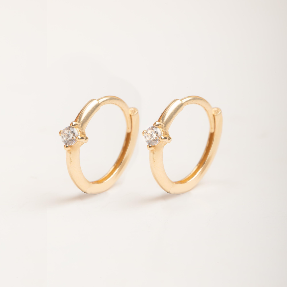 Altın Pırlantalı Halka Küpe - Goldstore