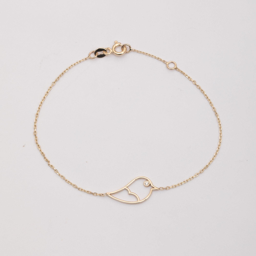 Altın Pırlantalı Kuş Bileklik - Goldstore
