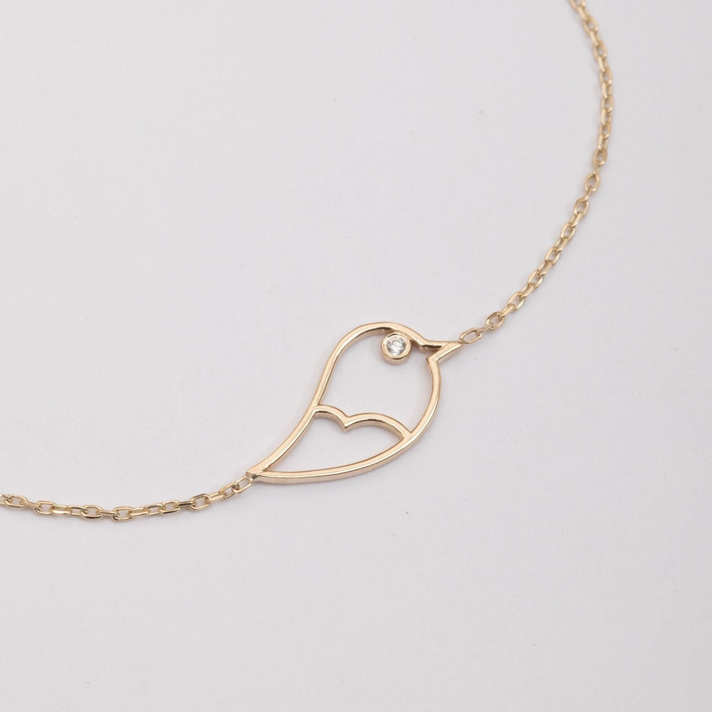Altın Pırlantalı Kuş Bileklik - Goldstore