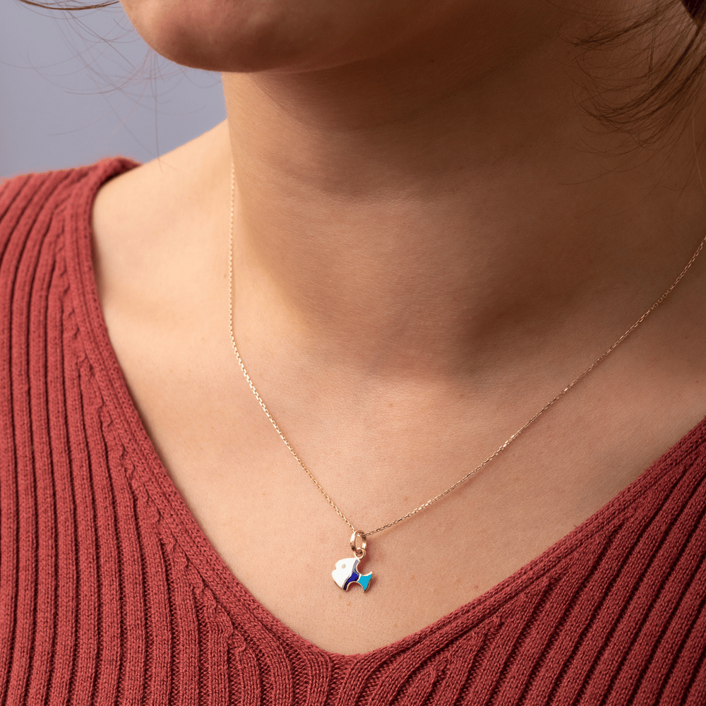 Gold Colorful Fish Necklace - Goldstore