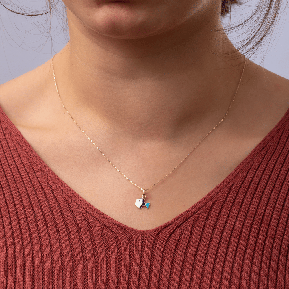 Gold Colorful Fish Necklace - Goldstore