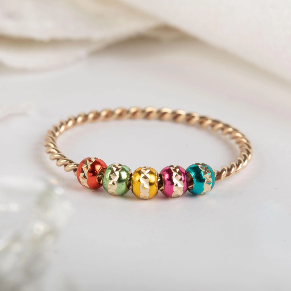 Altın Renkli Boncuk Yüzük - Goldstore
