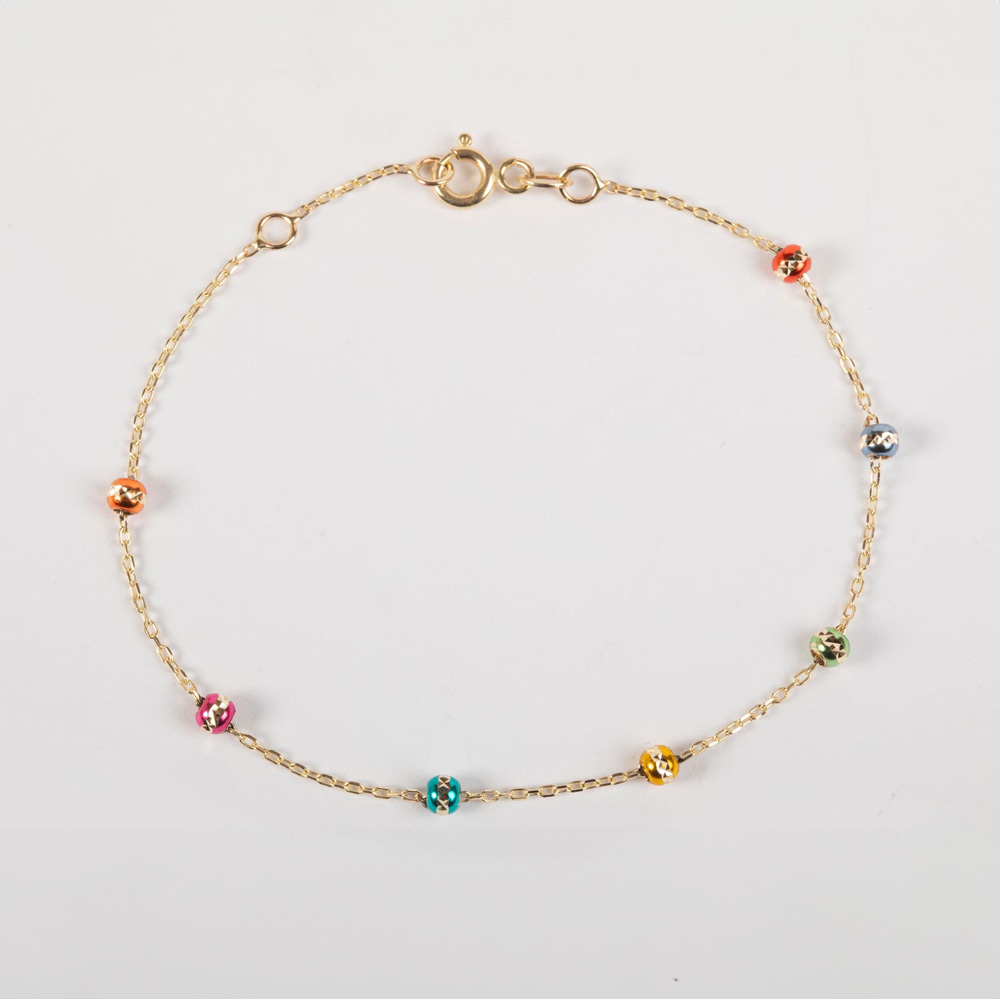 Altın Renkli Boncuk Zincir Bileklik - Goldstore