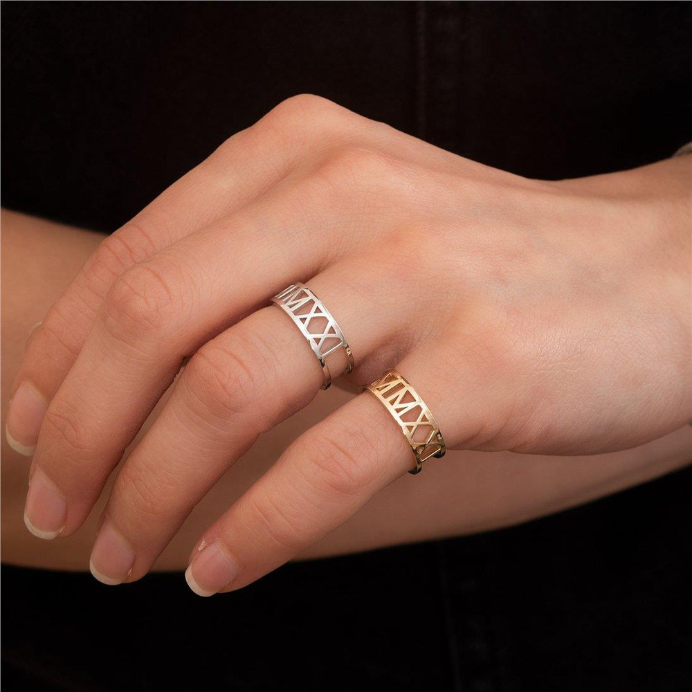 Solid Gold Roman Numeral Ring - Goldstore