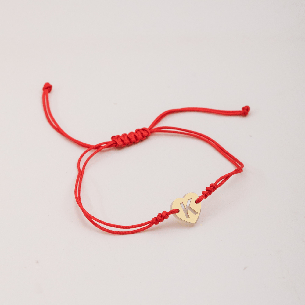 Altın Sedef Kalp Kişiye Özel İpli Bileklik - Goldstore