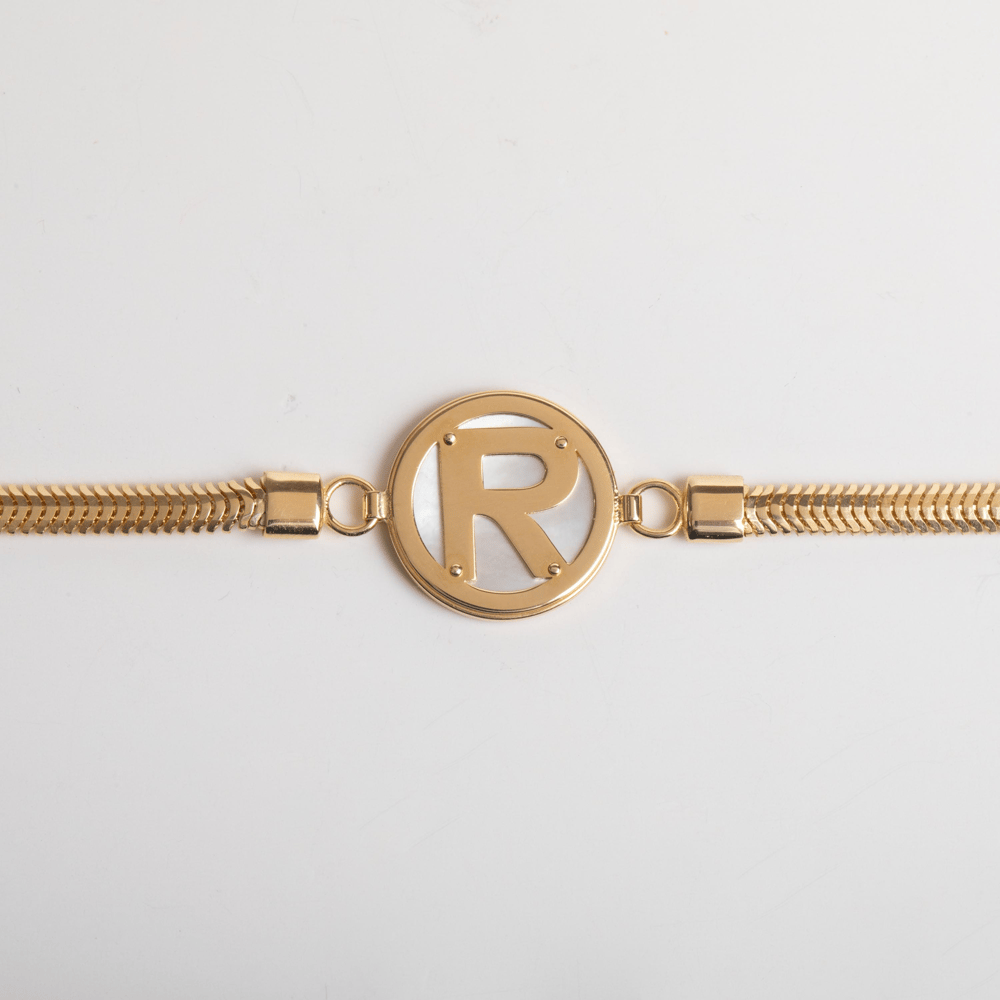 Altın Sedef Taşlı Harf Bileklik - Goldstore