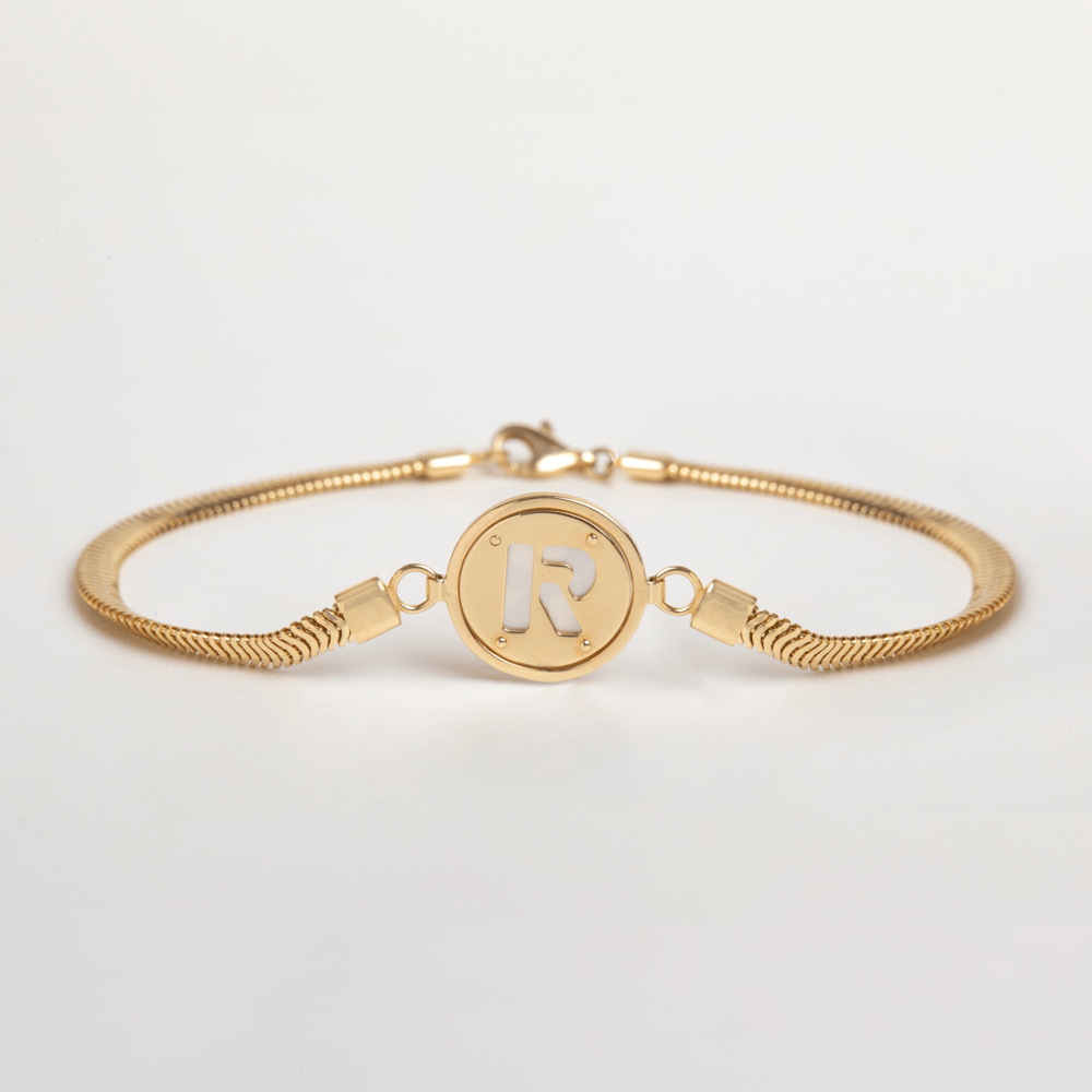 Altın Sedef Taşlı Harf Bileklik - Goldstore