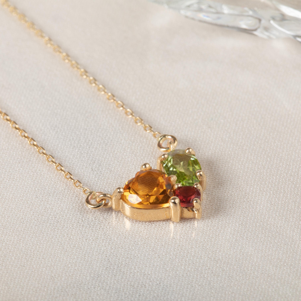Altın Sitrin Peridot Garnet Taşlı Kolye - Goldstore
