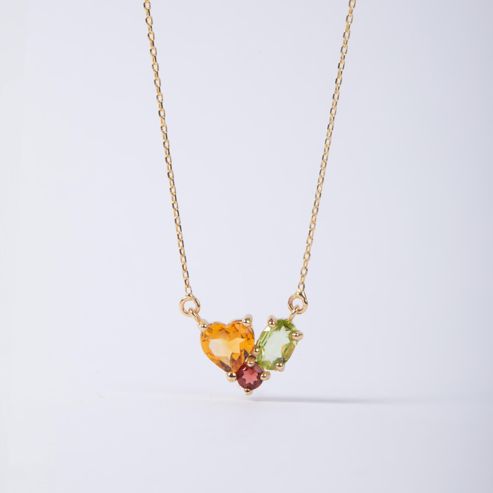 Altın Sitrin Peridot Garnet Taşlı Kolye - Goldstore