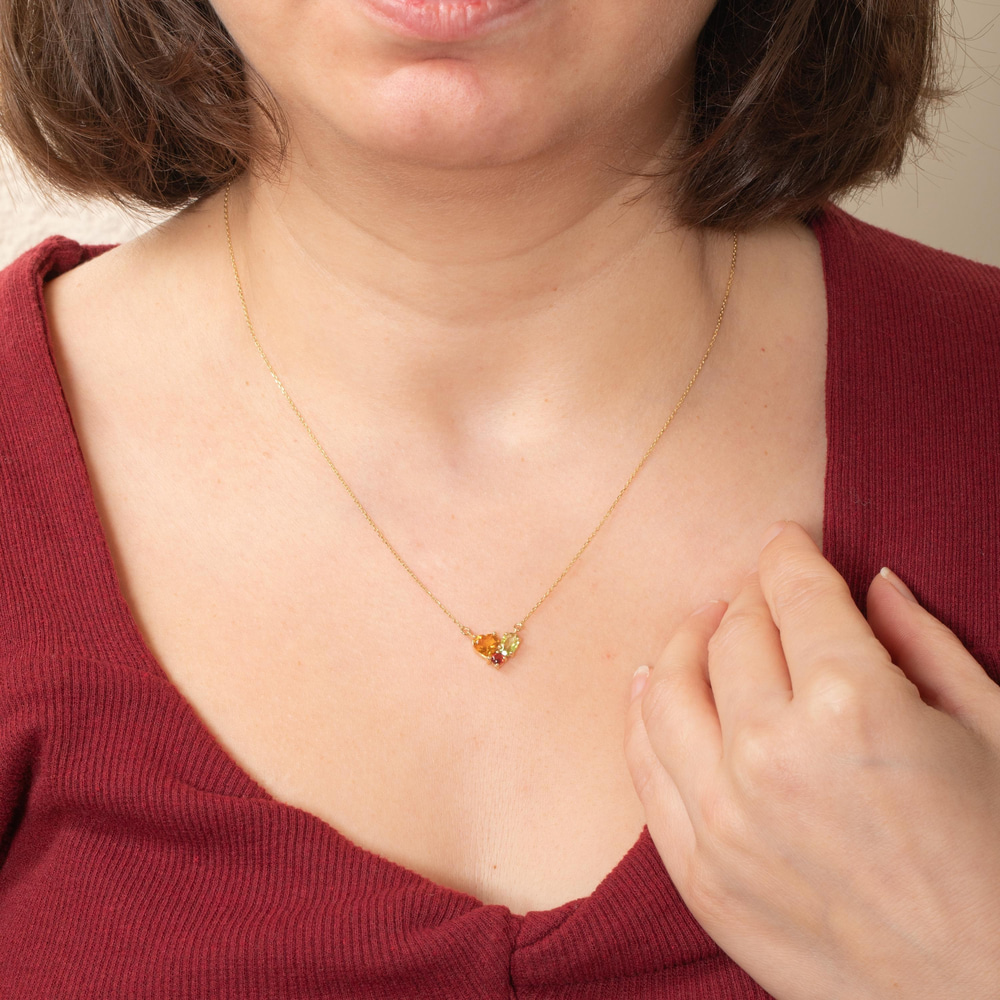 Altın Sitrin Peridot Garnet Taşlı Kolye - Goldstore