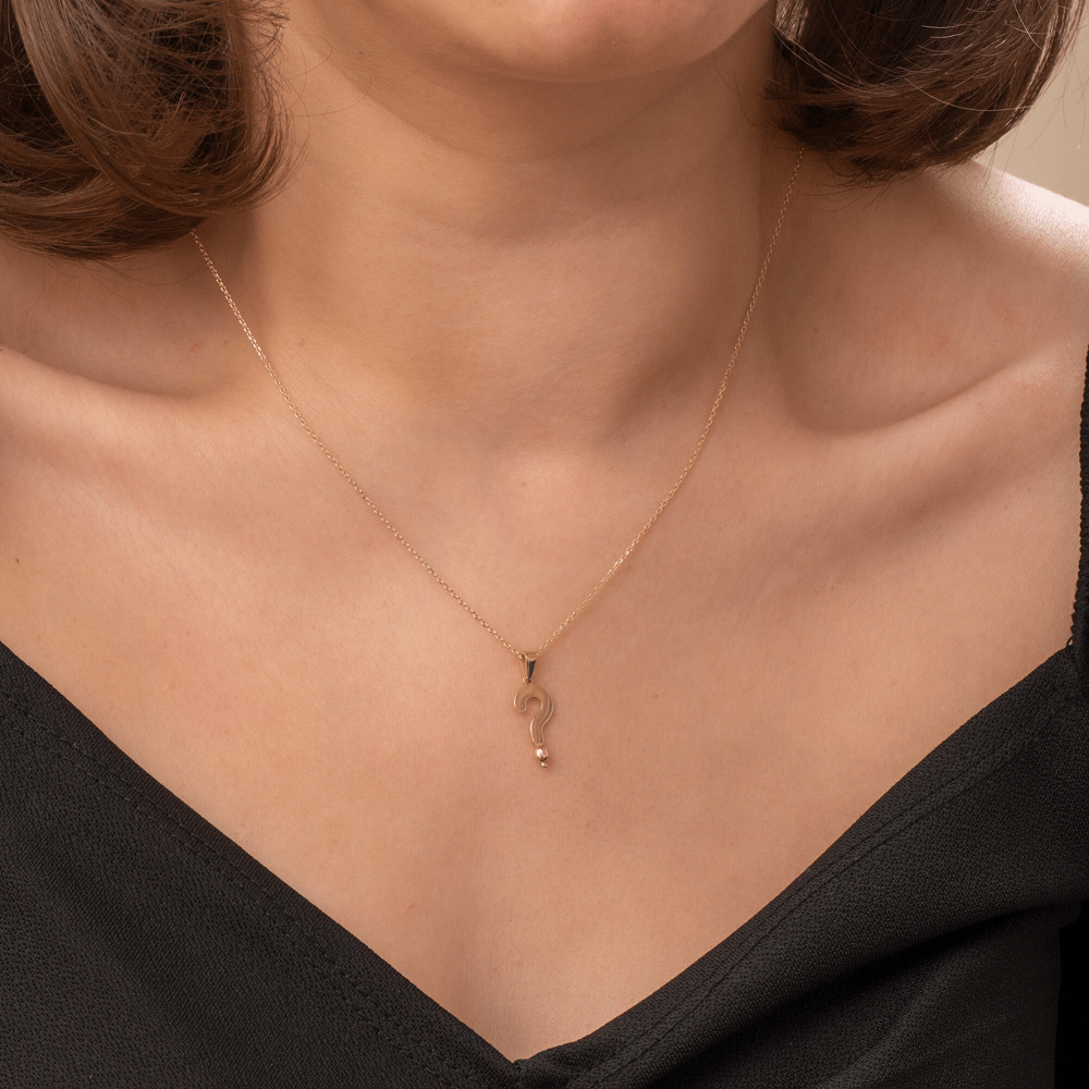 Altın Soru İşareti Figürlü Kolye - Goldstore