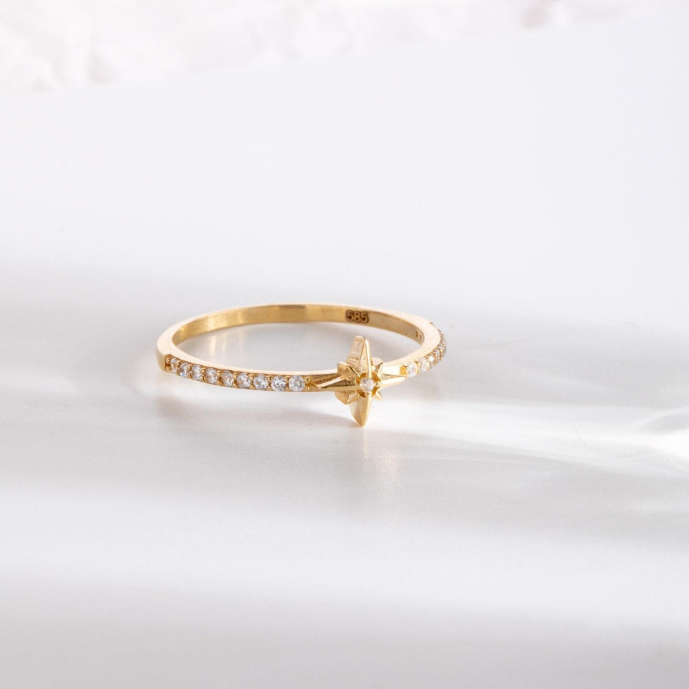 Altın Taşlı Kuzey Yıldızı Yüzük - Goldstore