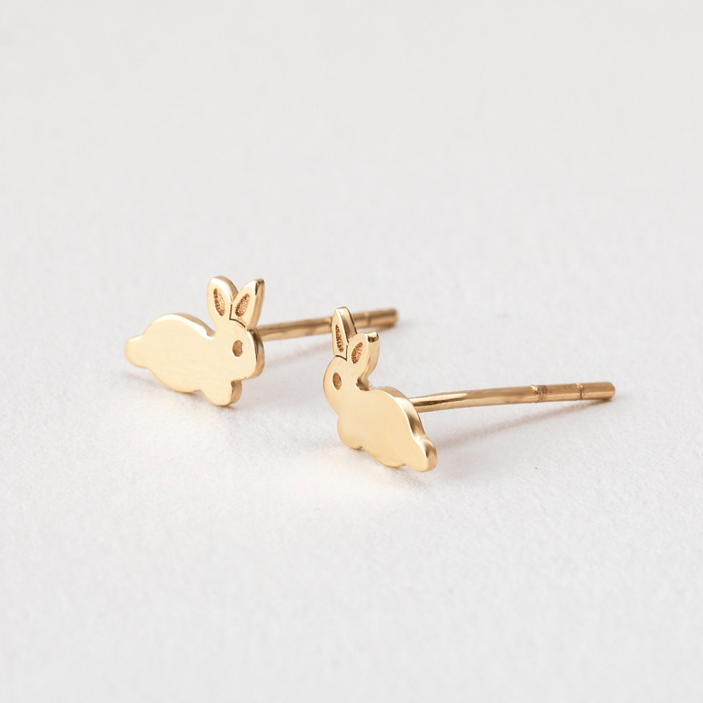 Gold Rabbit Stud Earrings - Goldstore