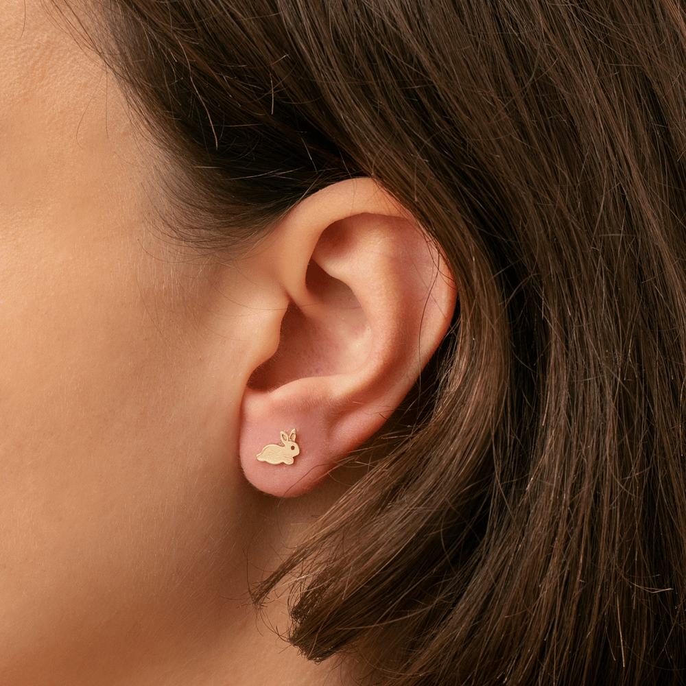 Gold Rabbit Stud Earrings - Goldstore
