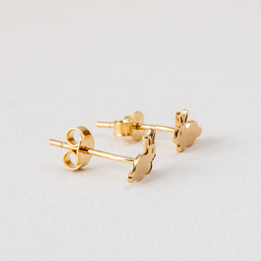 Gold Rabbit Stud Earrings - Goldstore
