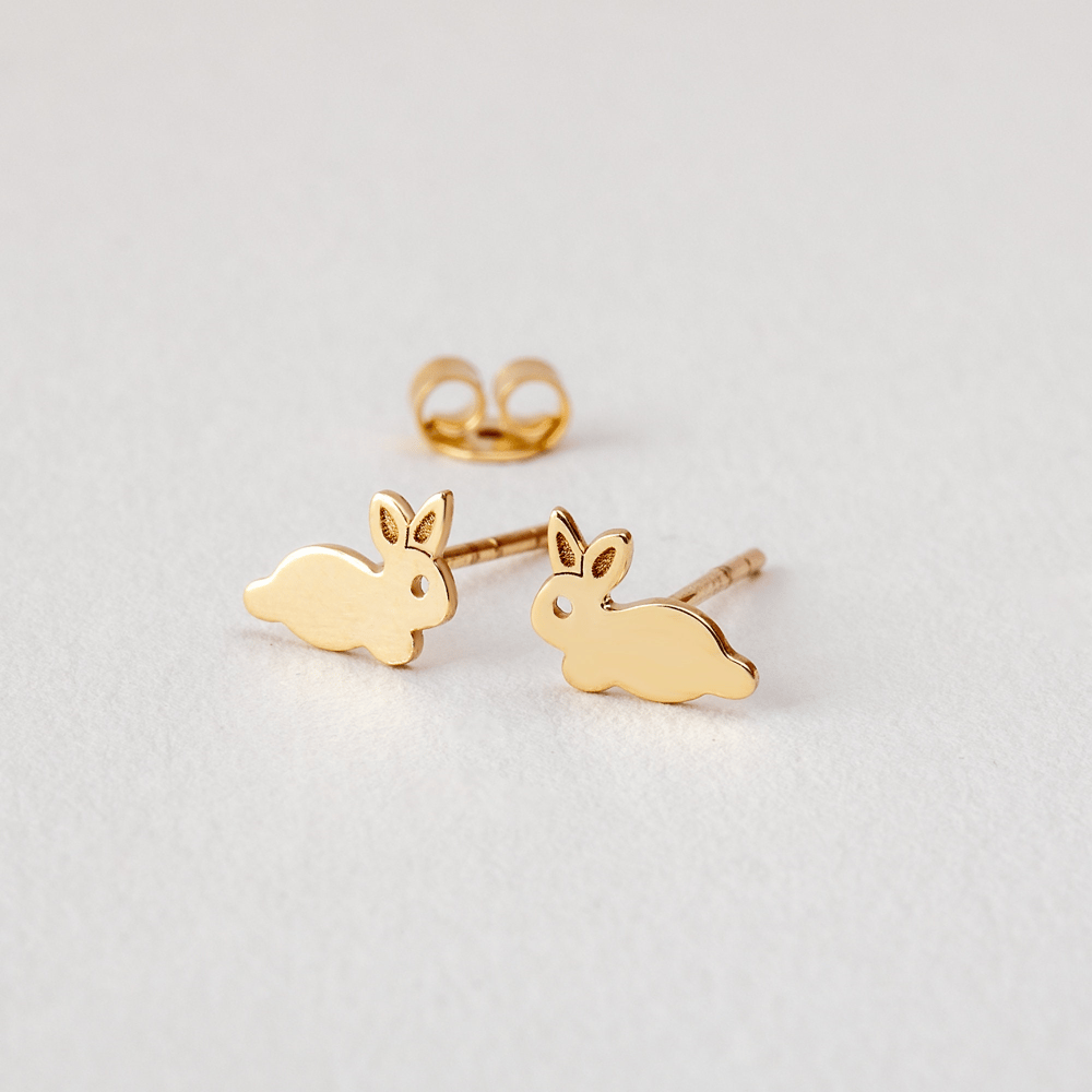 Gold Rabbit Stud Earrings - Goldstore