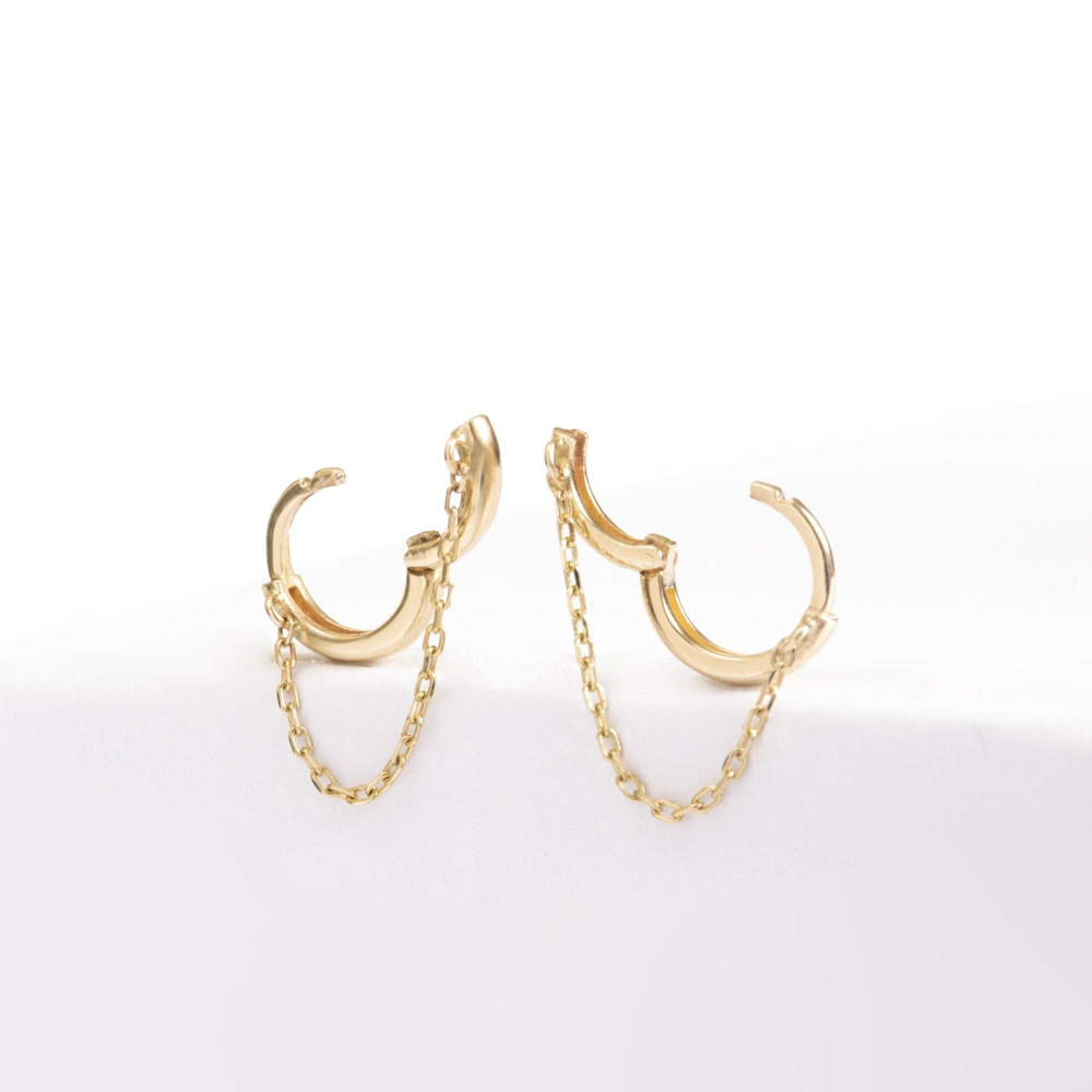 Altın Tek Zincir Sallantılı Halka Küpe - Goldstore