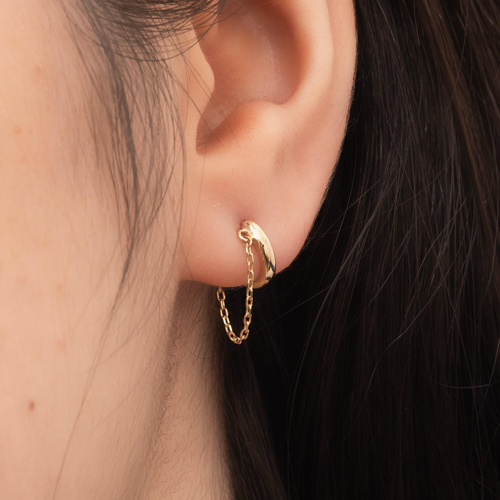 Altın Tek Zincir Sallantılı Halka Küpe - Goldstore