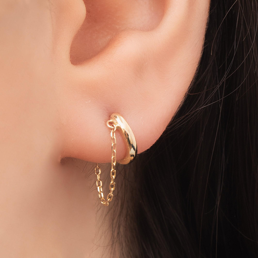 Altın Tek Zincir Sallantılı Halka Küpe - Goldstore