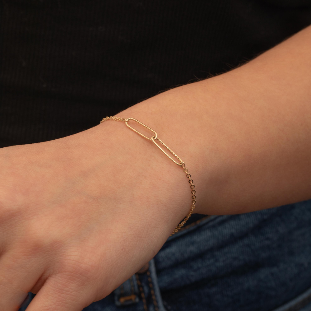 Altın Uzun Oval Halka Bileklik - Goldstore