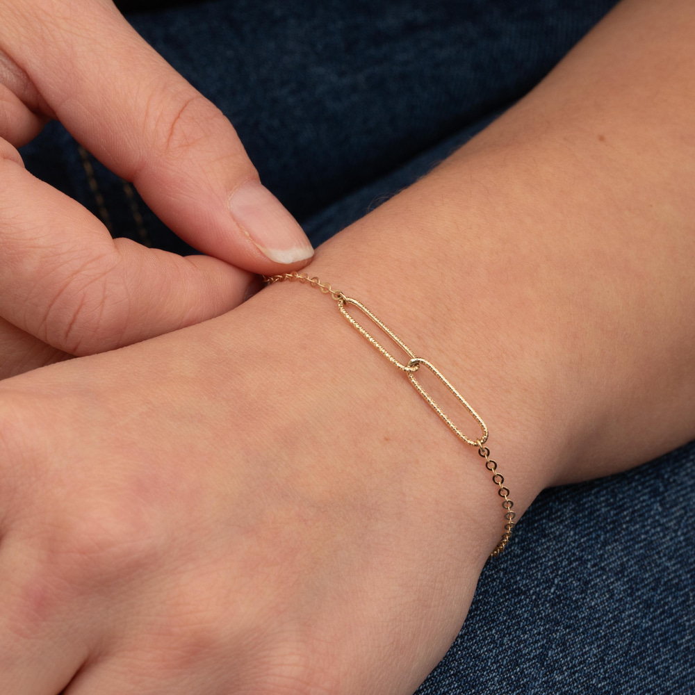 Altın Uzun Oval Halka Bileklik - Goldstore