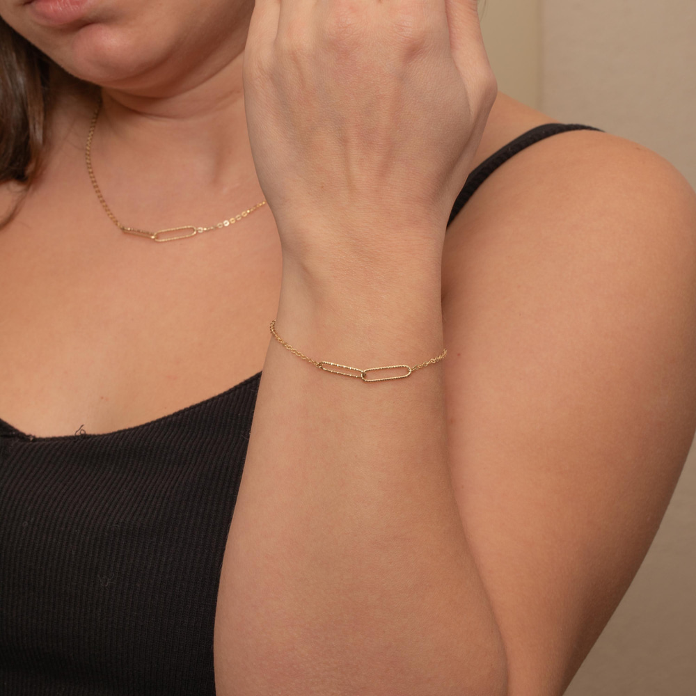 Altın Uzun Oval Halka Bileklik - Goldstore