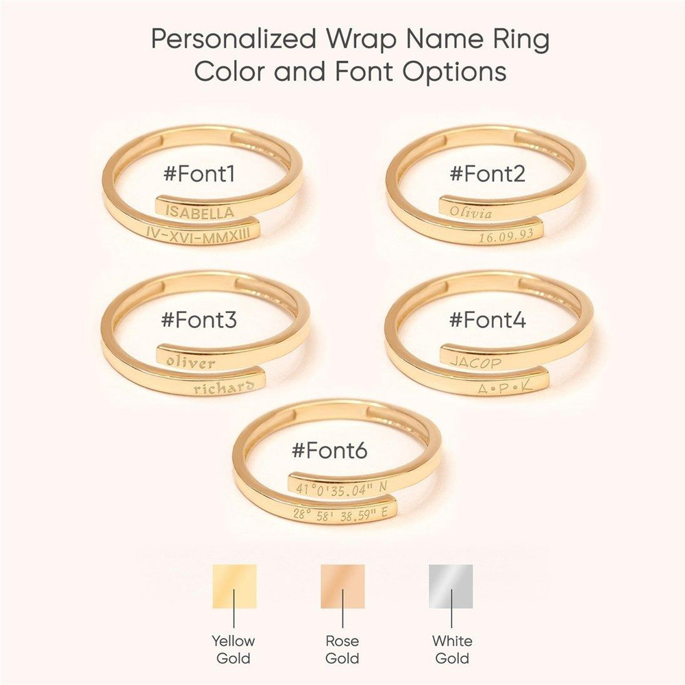 Altın Wrap İsim Yüzük - Goldstore