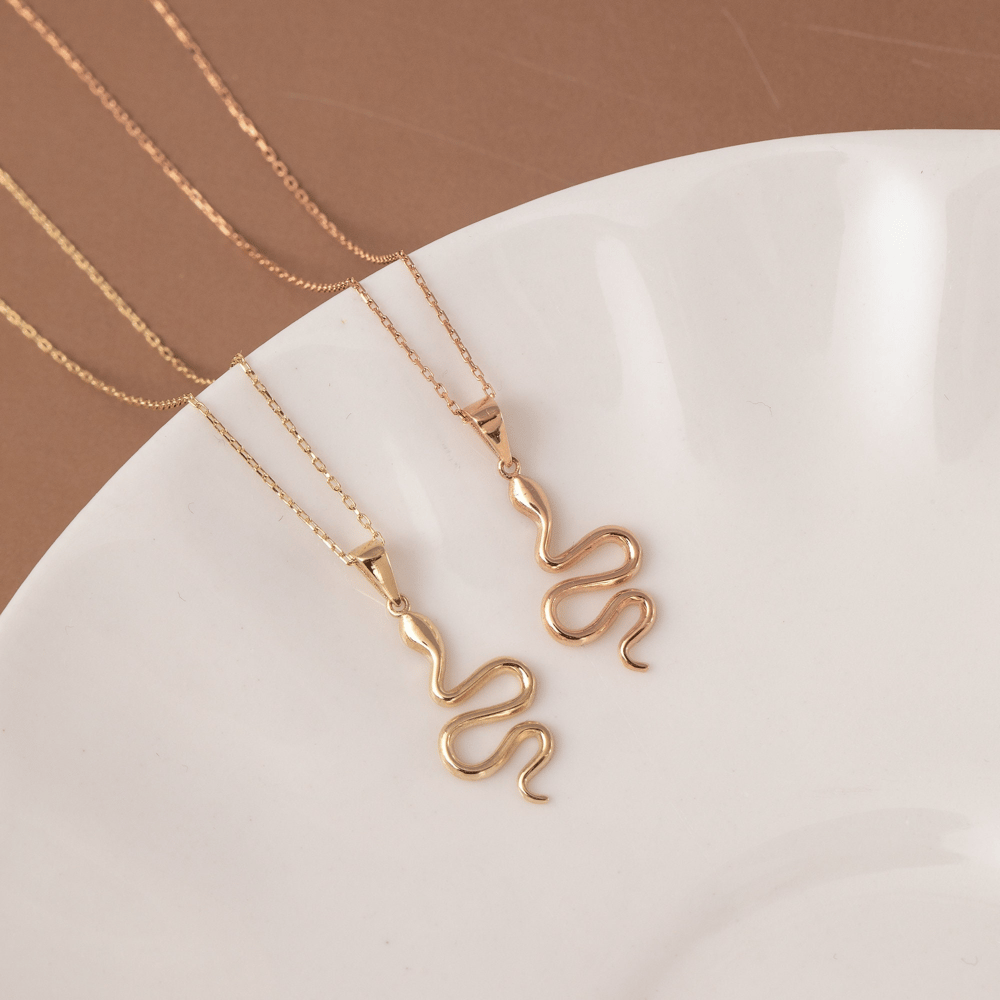Altın Yılan Figürlü Kolye - Goldstore