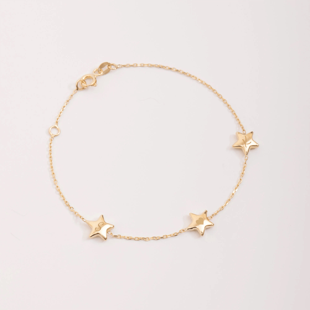 Altın Yıldız Figürlü Kişiye Özel Bileklik - Goldstore