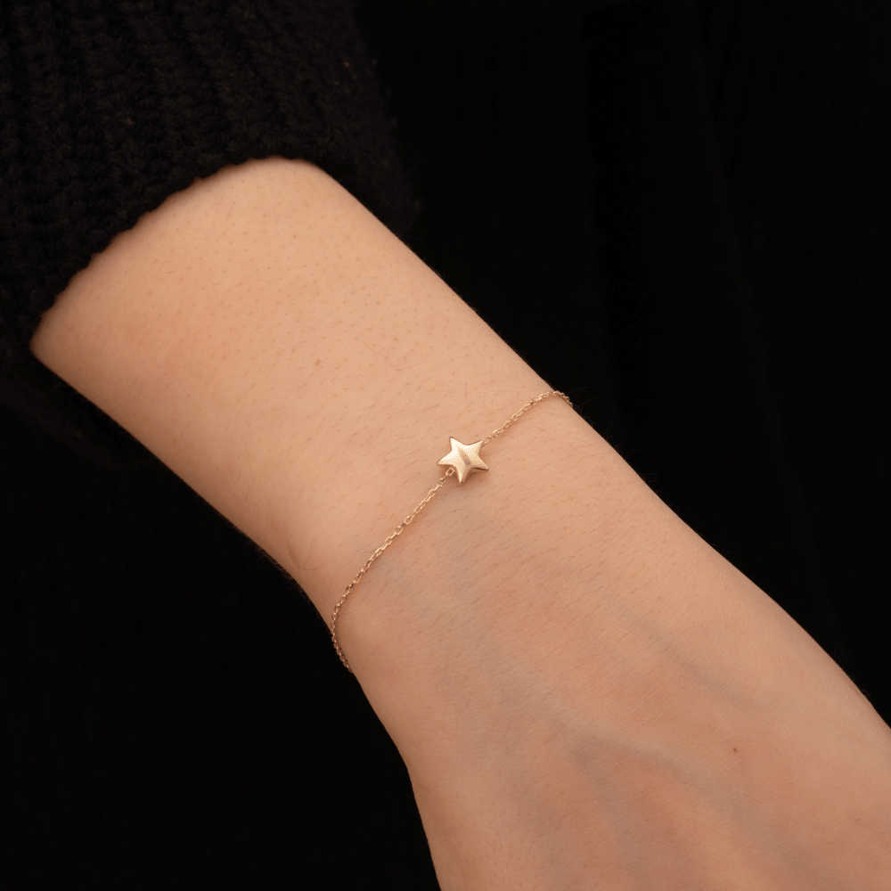 Altın Yıldız Figürlü Kişiye Özel Bileklik - Goldstore