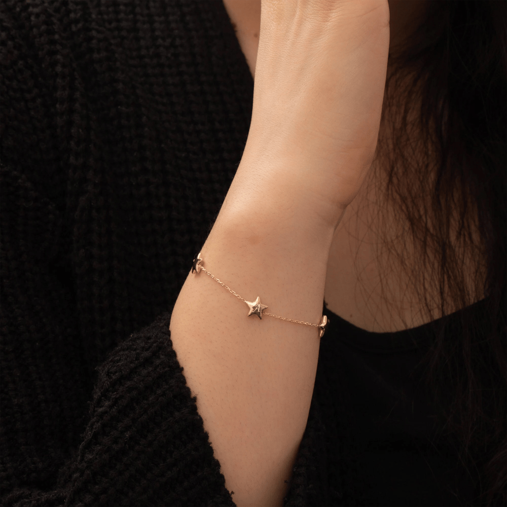 Altın Yıldız Figürlü Kişiye Özel Bileklik - Goldstore