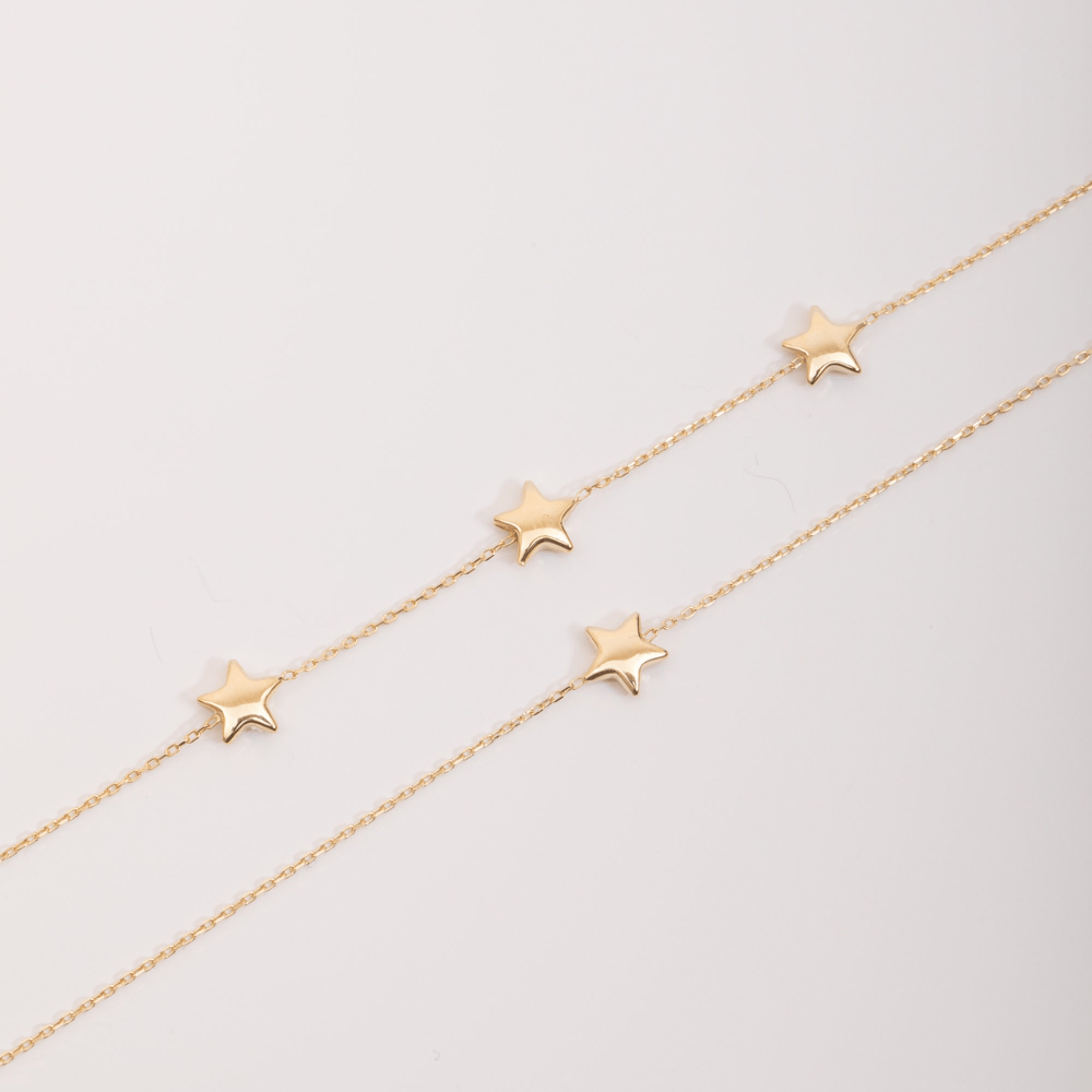 Altın Yıldız Figürlü Kişiye Özel Bileklik - Goldstore