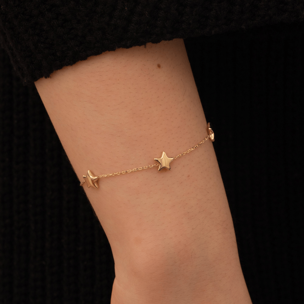 Altın Yıldız Figürlü Kişiye Özel Bileklik - Goldstore